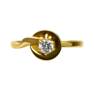 18 KT Yellow Gold Diamond Contemporary Solitaire Ring