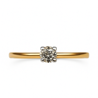 18 KT Yellow Gold Diamond Solitaire Ring