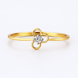 18 KT Yellow Gold Diamond Floral Ring