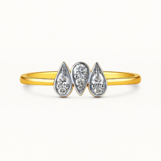 18 KT Yellow Gold Triple Drop Diamond Ring