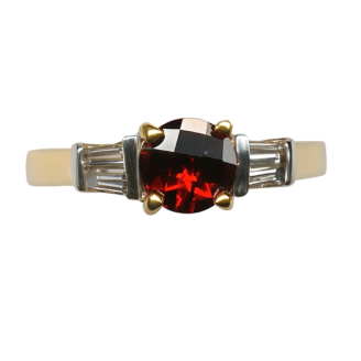 18 KT Gold Garnet and Diamond Ring