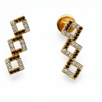 18 KT Gold Diamond Square Drop Earrings