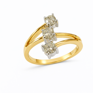 18 KT Gold Three Stone Diamond Ring