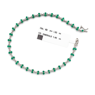 18 KT Gold Classic Emerald & Diamond Line Bracelet