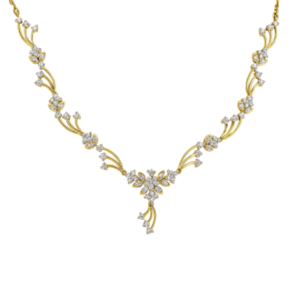 18 KT Gold Bridal Flower Diamond Necklace