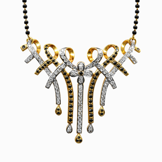 Elegant Black & Diamond Mangalsutra – 18 KT Gold