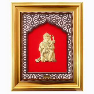 Hanuman Ji Gold Frame Wall Frame With Certificate