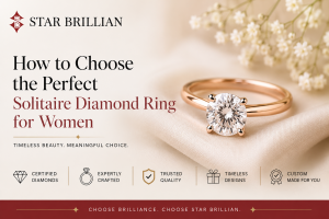 Solitaire diamond rings for women in gold and platinum settings